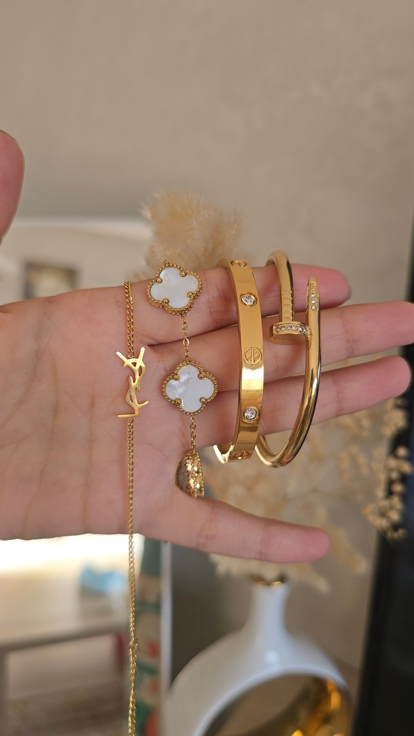 Pack Amour : 2 gourmettes + 2 bracelets Inox