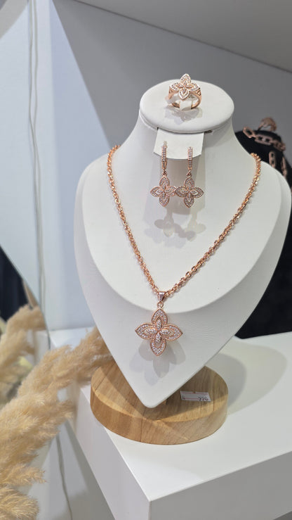 Parure LAMA  - Collier, boucles et bague