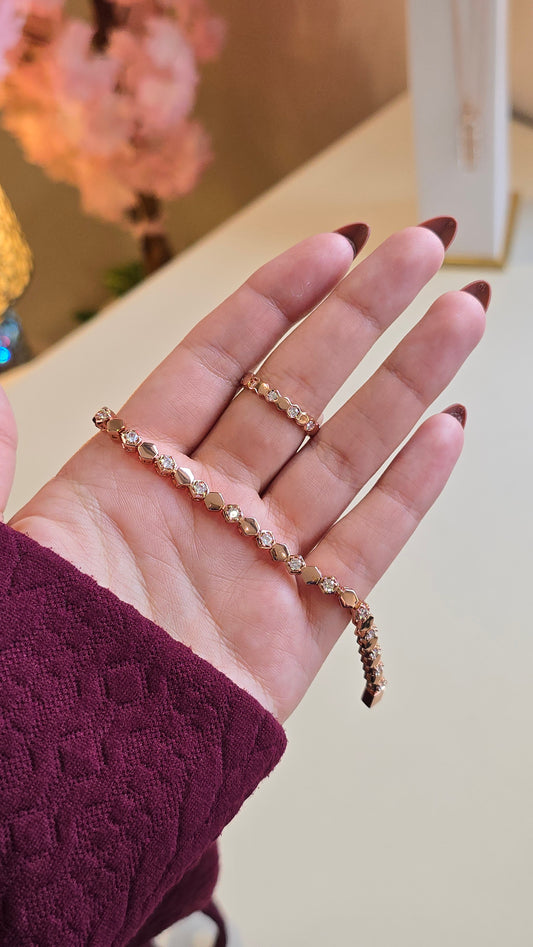 Duo Chehda Bague + Gourmette  Rose Gold