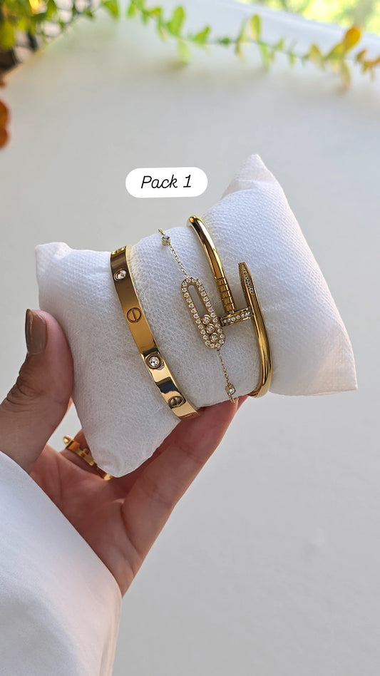 Pack trio : 2 bracelets + gourmette tendances
