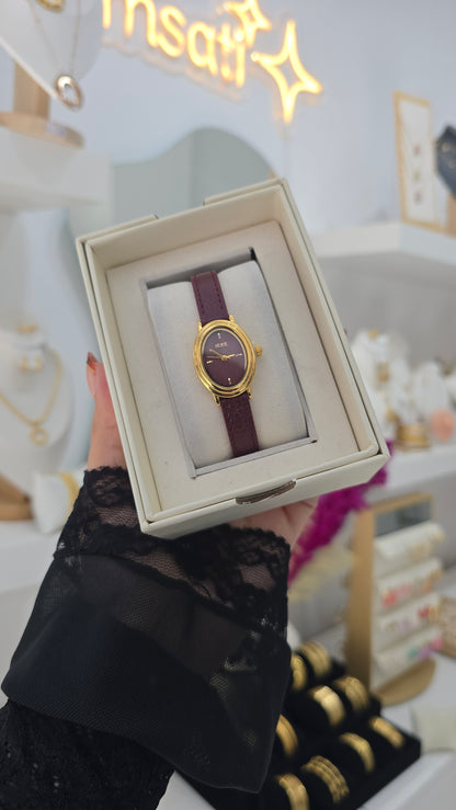 Montre Ovale Burgundy