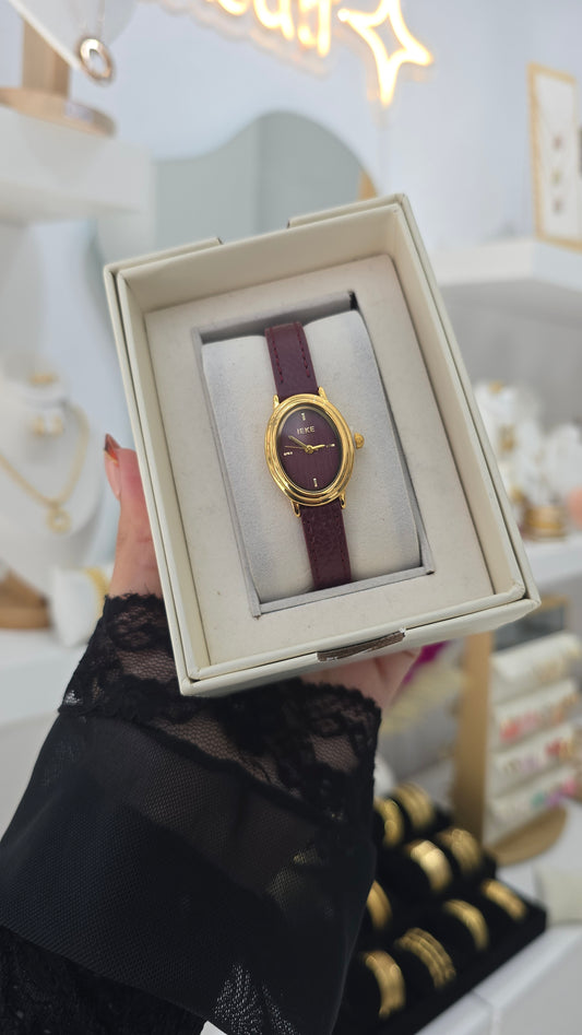 Montre Ovale Burgundy