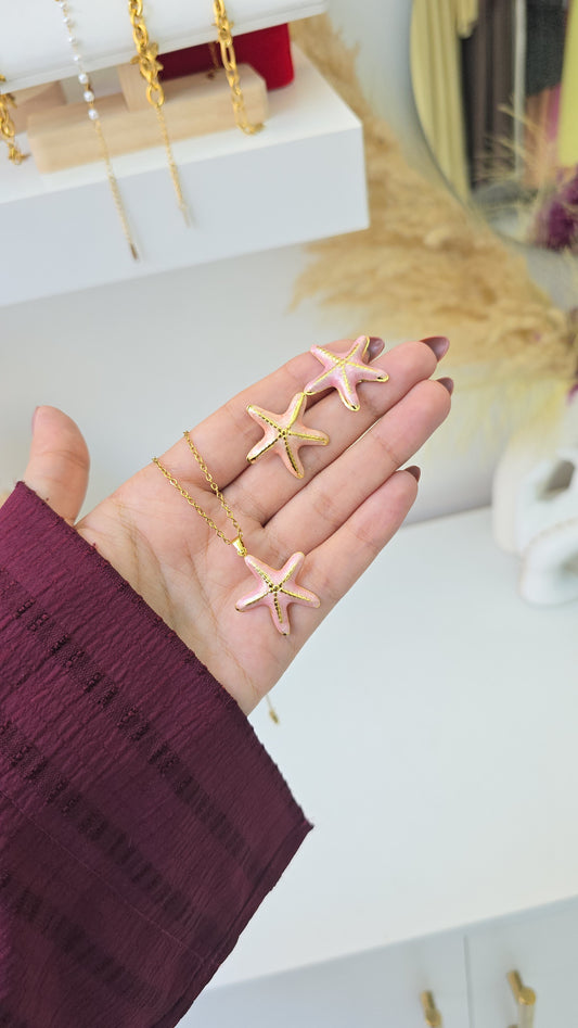 Ensemble Etoiles de mer – Collier + Boucles
