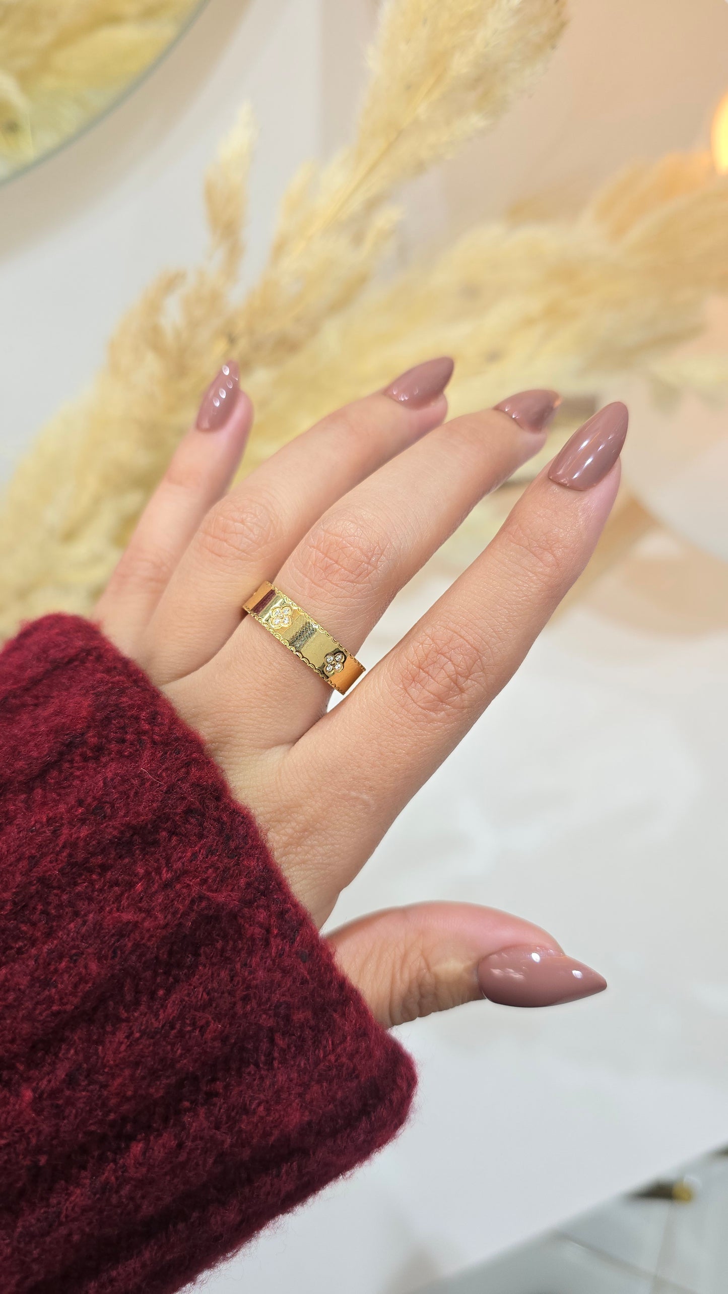 Bague Trèfles Perlée