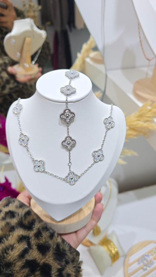 Parure Trèfles Argentée