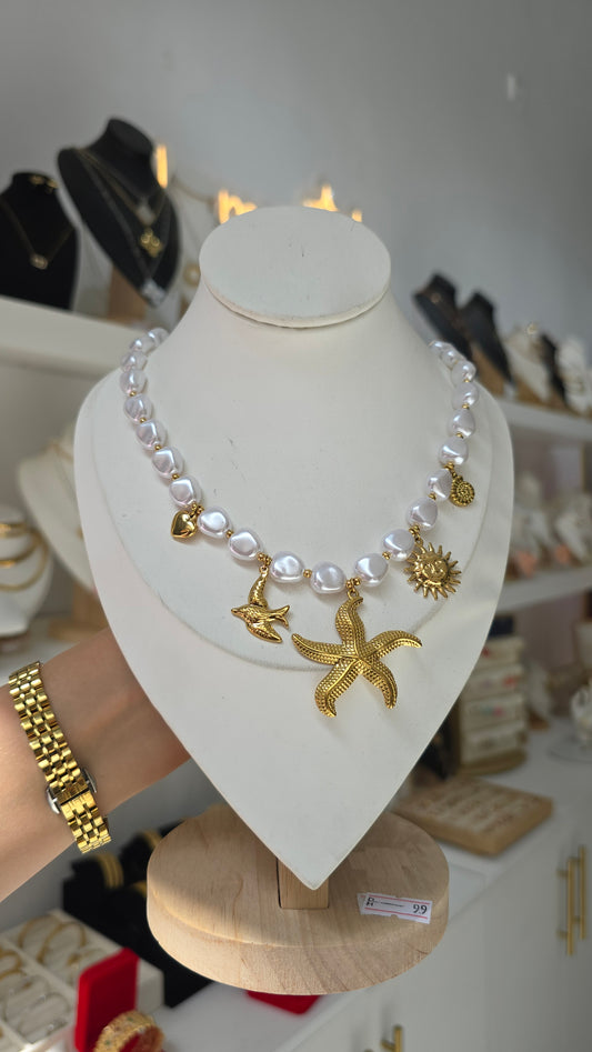 Collier Perles Etoiles de mer
